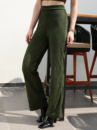 STREET 9 Women Olive Green Loose Fit High-Rise Trousers