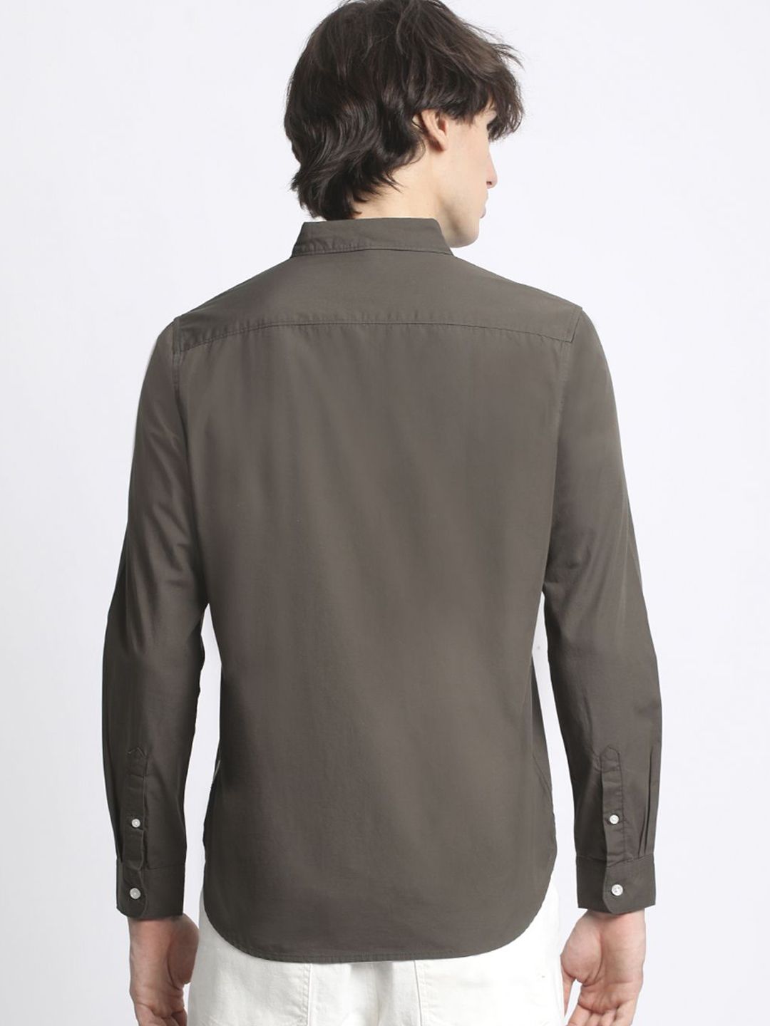 THE BEAR HOUSE Men Solid Slim Fit Button-Down Collar Pure Cotton Casual Shirt