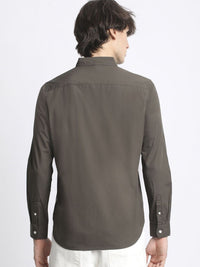 THE BEAR HOUSE Men Solid Slim Fit Button-Down Collar Pure Cotton Casual Shirt