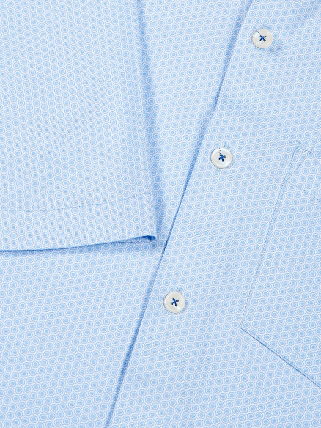 Thomas Scott Men Classic Slim Fit Spread Collar Micro Ditsy Printed Cotton Knitted Shirt
