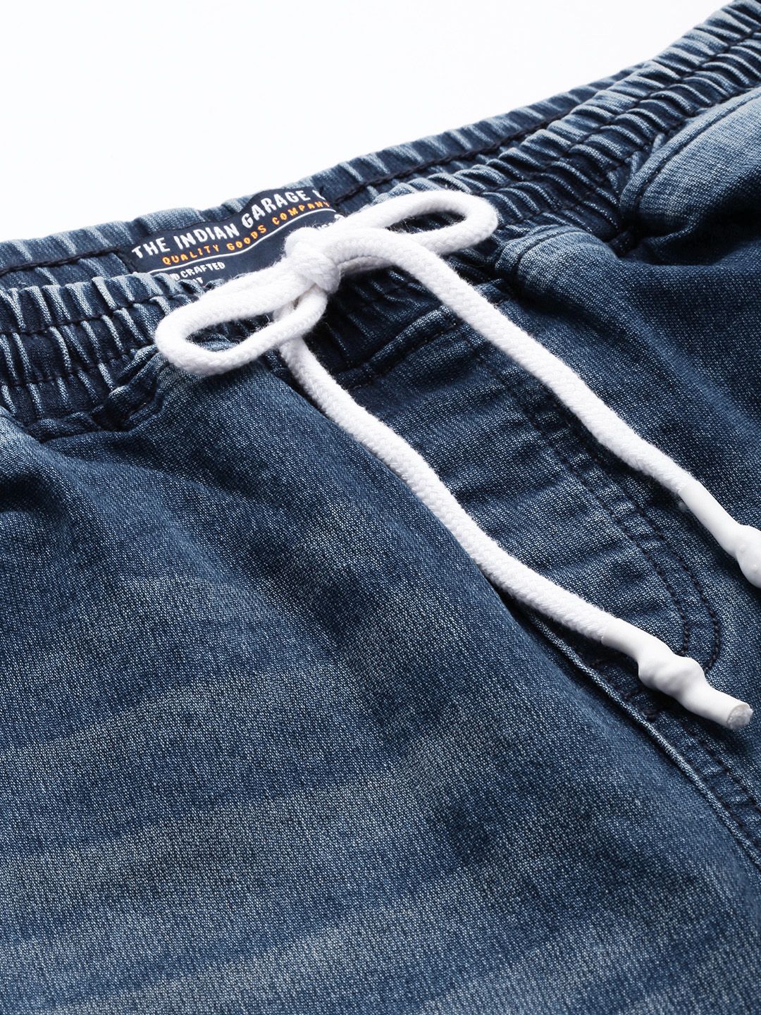The Indian Garage Co Men Blue Cropped Jogger Heavy Fade Jeans