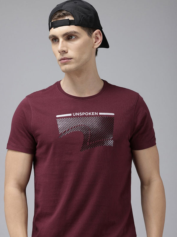 T-shirt Slim Cotton Slim Spykar yang dicetak