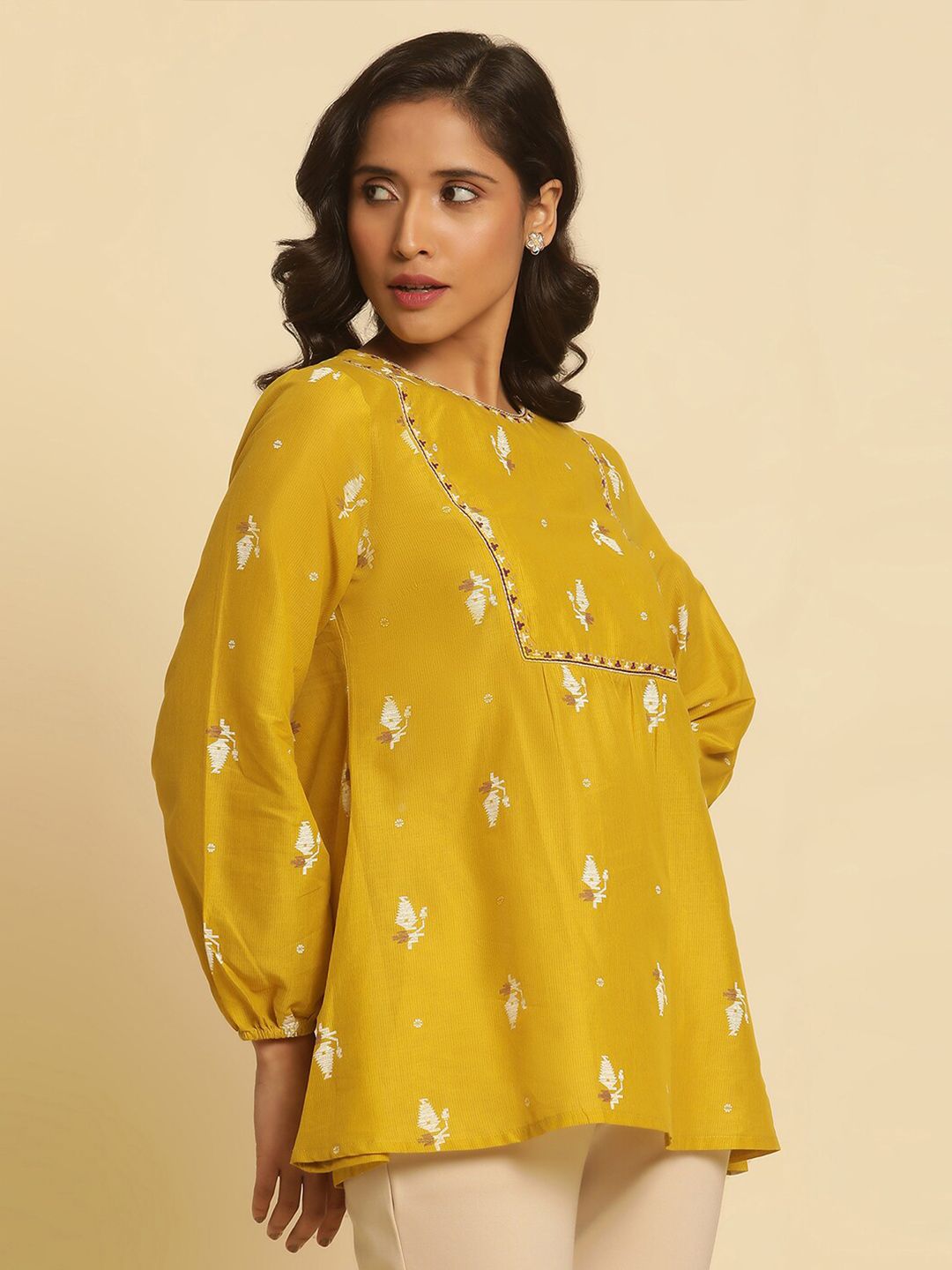 W Ethnic Motifs Printed Pure Cotton A-Line Top