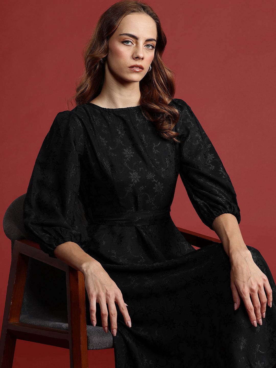 all about you Floral Puff Sleeve Fit & Flare Dress