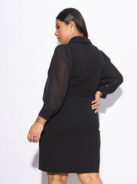 SASSAFRAS Curve Plus Size V-Neck Sheath Dress
