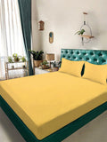 Myntra Elegant Homes Yellow & White Striped 300 TC King Bedsheet dengan 2 Sarung Bantal