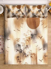 Moda Rapido X KLOTTHE Beige Floral 400 TC King Bedsheet with 2 Pillow Covers
