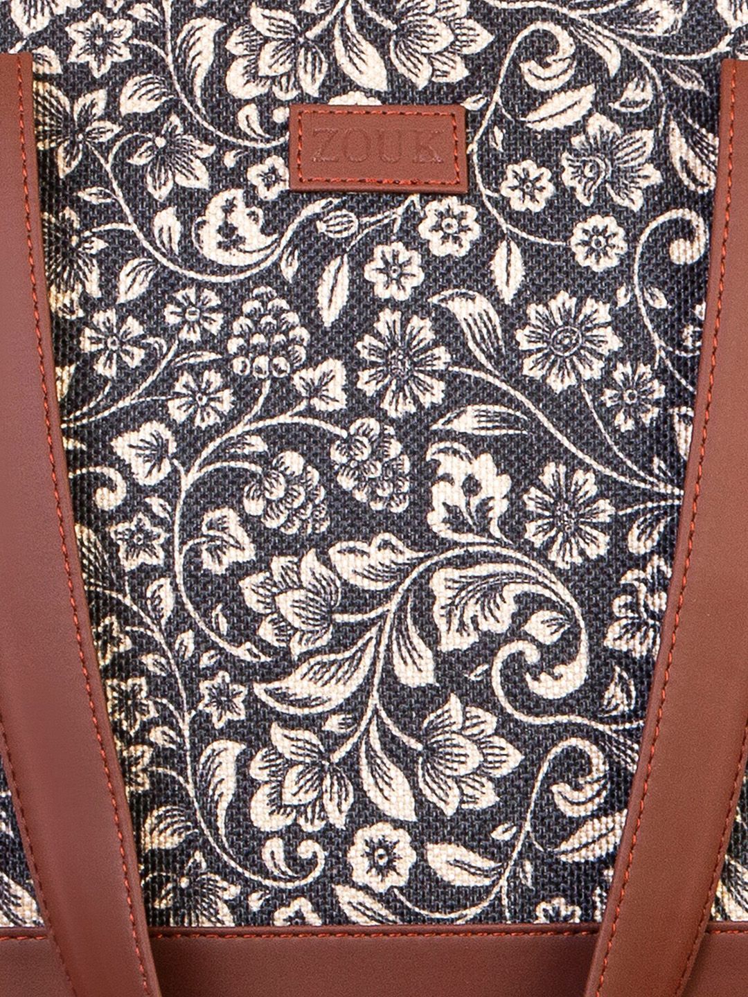 ZOUK Black Ethnic Motifs Printed Structured Shoulder Bag