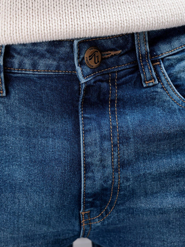 The Indian Garage Co Men Slim Fit Mildly Distressed Light Fade Jeans