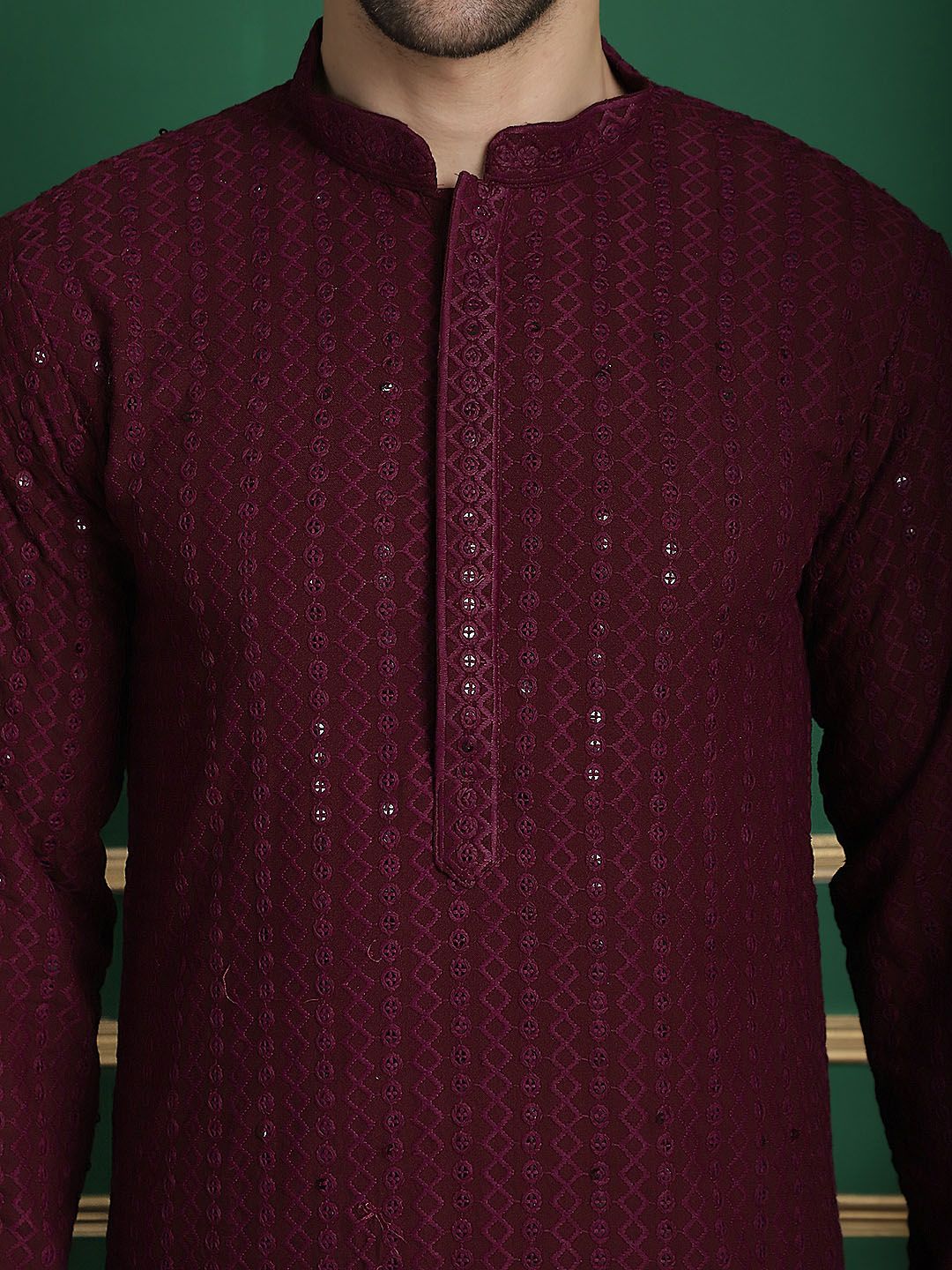 Anouk Embroidered Regular Sequinned Kurta With Pyjamas