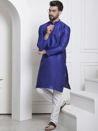 SOJANYA Floral Woven Design Mandarin Collar Straight Kurta