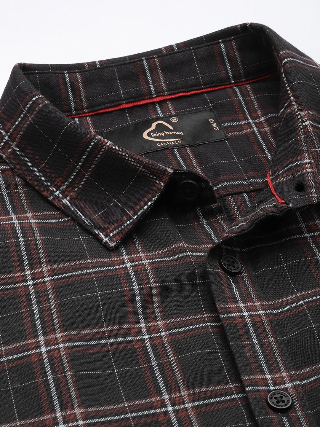 Being Human Pure Cotton Slim Fit Checked Casual Shirt