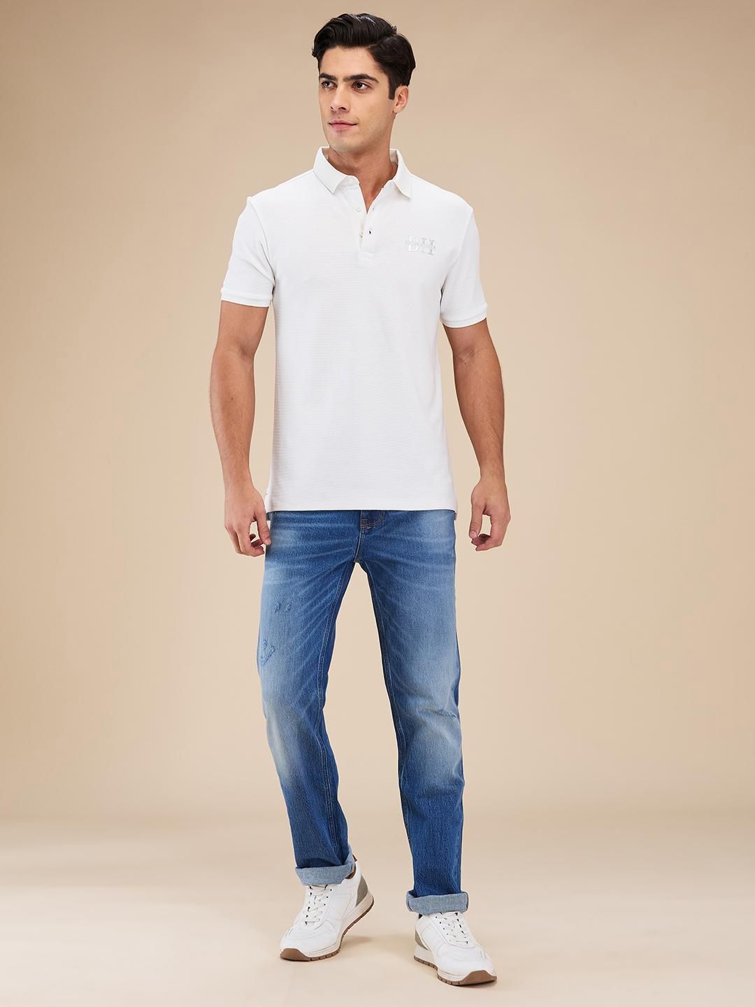 Being Human Men Self Design Polo Collar T-shirt