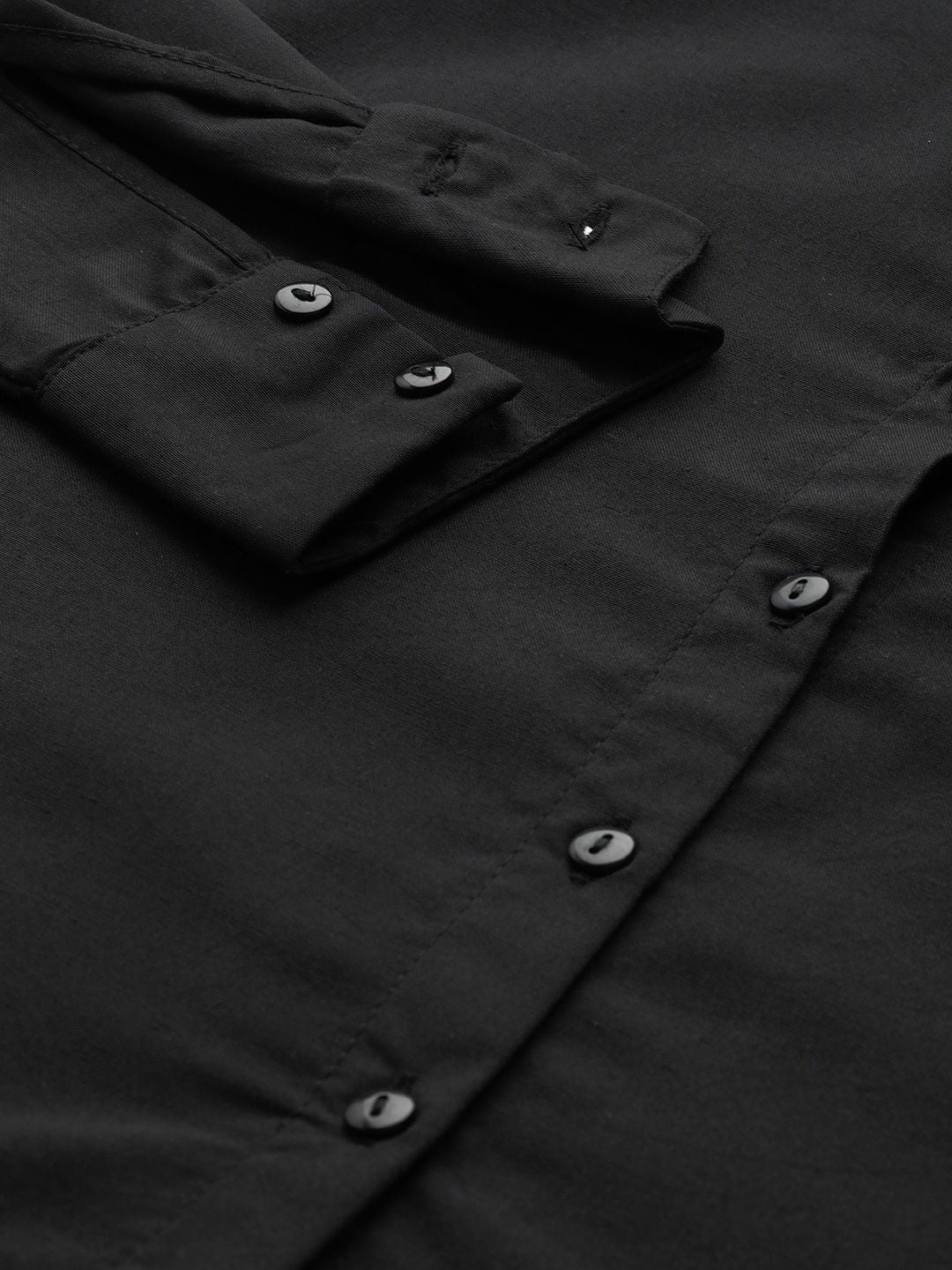 DressBerry Women Black Solid Cropped Casual Shirt