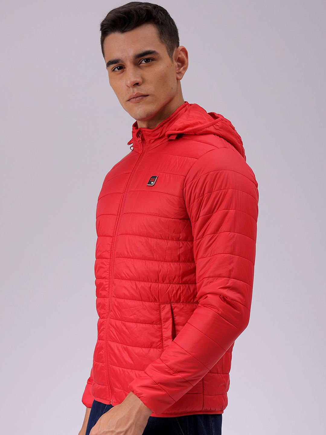 The Indian Garage Co Men Zip-Front Puffer Jacket with Detachable Hood