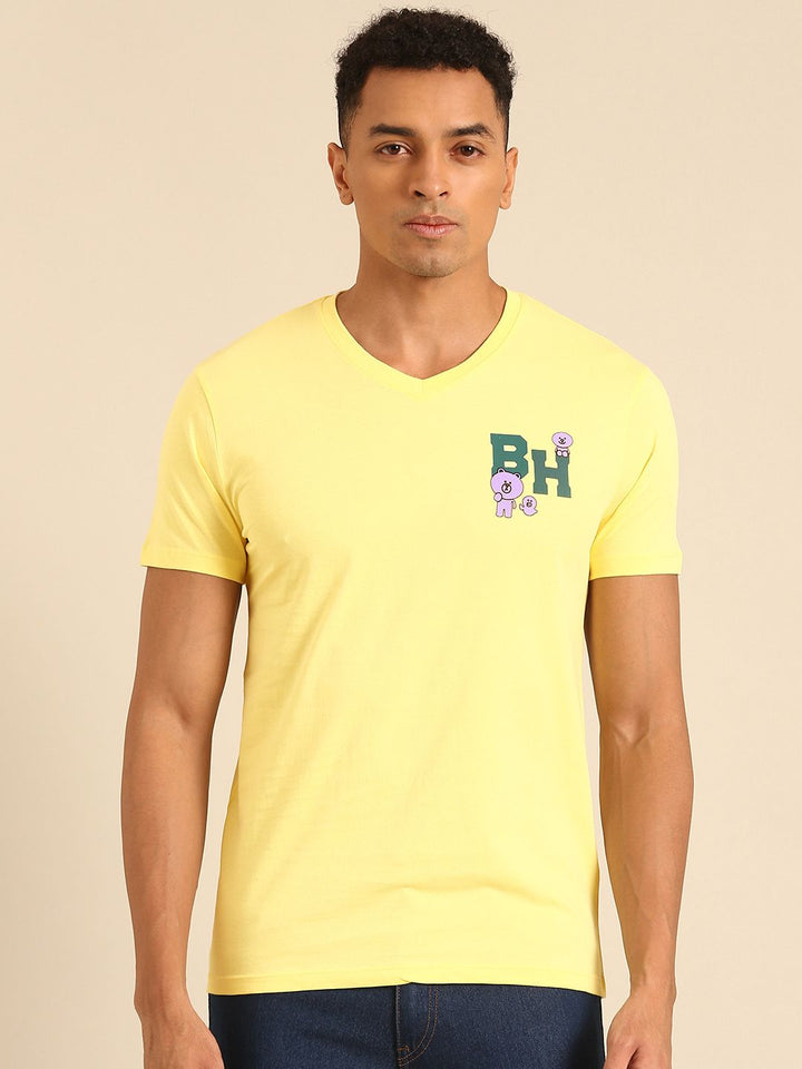 Being Human V-Neck Pure Cotton T-shirt with Minimal Print