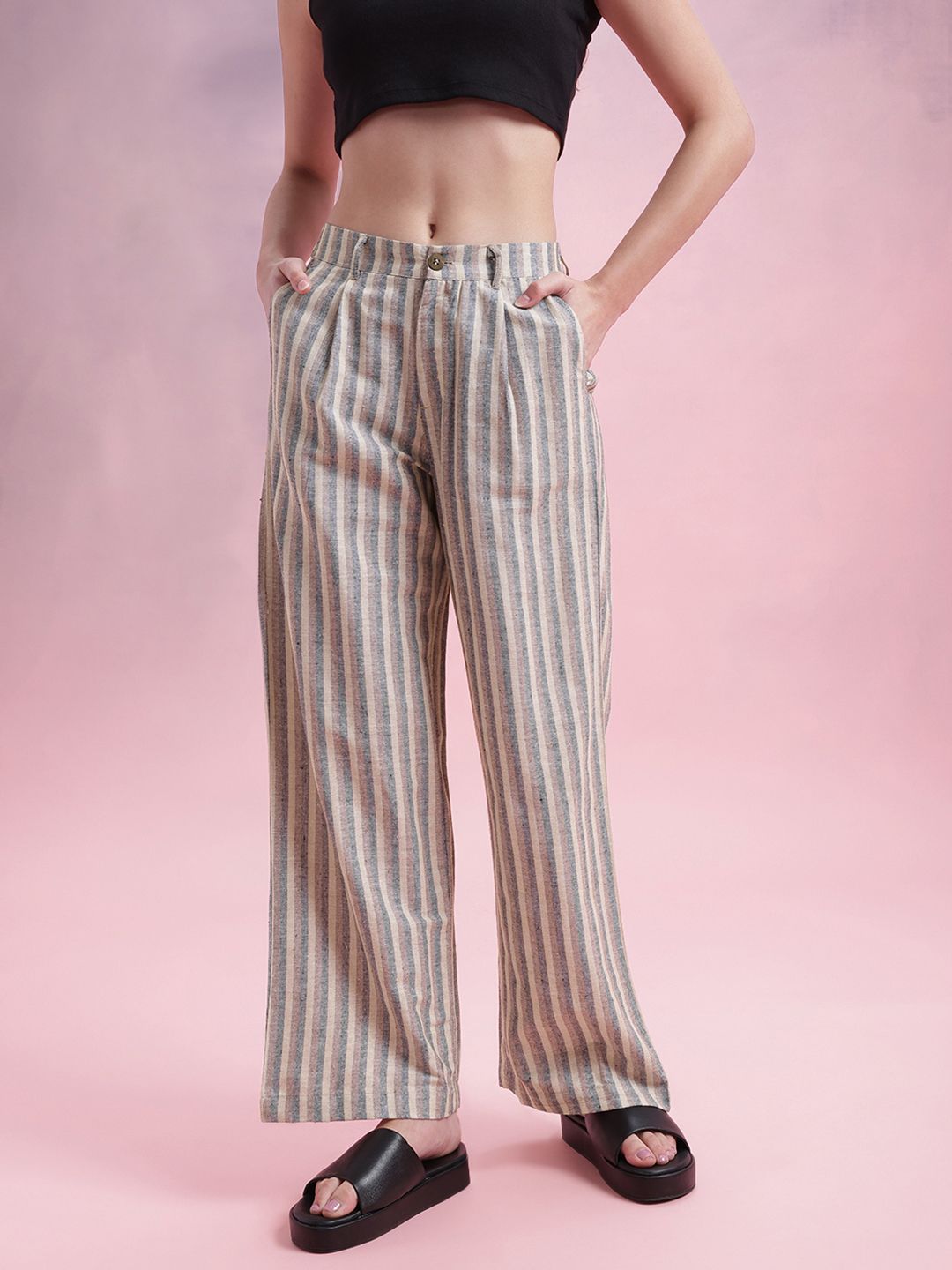 DressBerry Women Striped Trousers