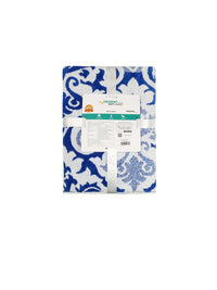 MYTRIDENT White & Blue Ethnic Motifs Printed Cotton 500 GSM Bath Towel