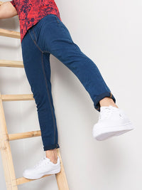 The Indian Garage Co Men Navy Blue Mid-Rise Slim Fit Clean Look Stretchable Jeans