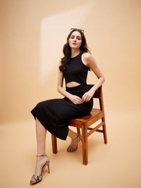 SASSAFRAS BASICS Cutout Bodycon Midi Dress