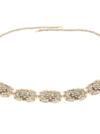 KARATCART Women Gold-Toned & White Beaded Kamarbandh