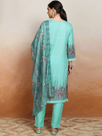 Vishudh  Ethnic Motifs Embroidered Pure Cotton Straight Kurta & Trousers With Dupatta