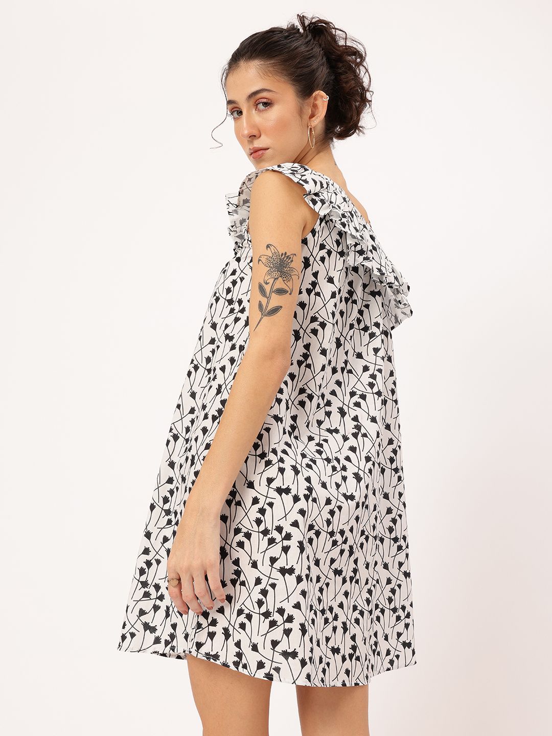 DressBerry Printed Ruffled A-Line Dress