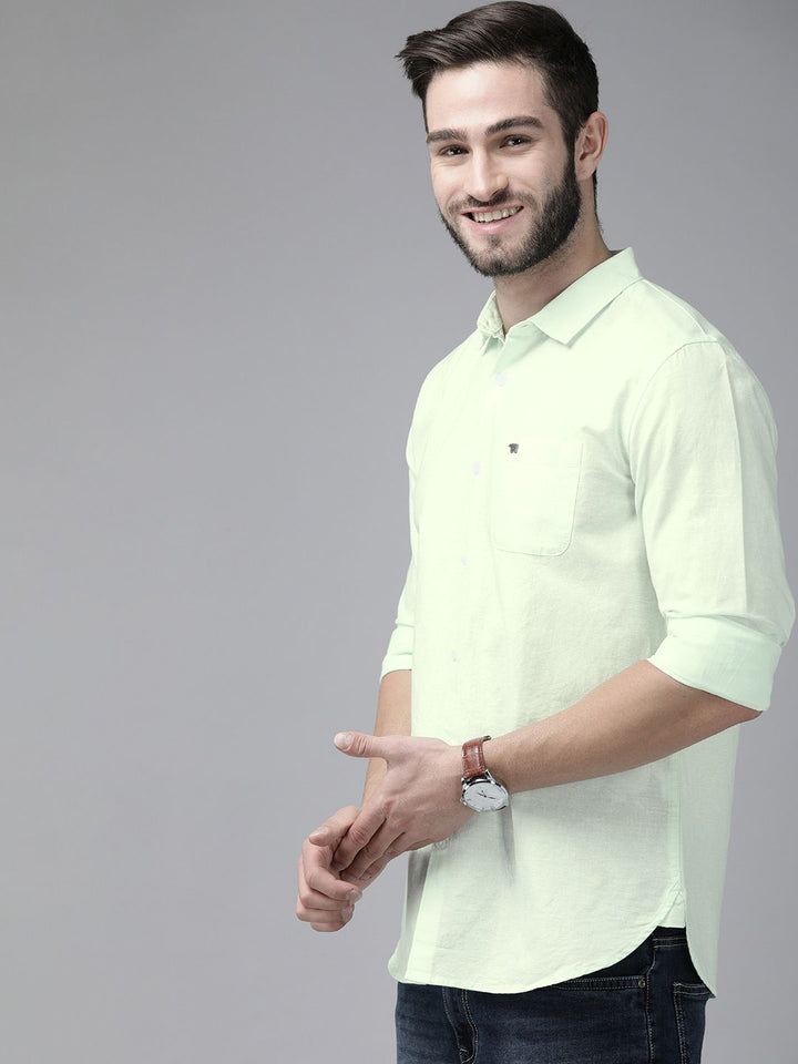 THE BEAR HOUSE Men Green Slim Fit Casual Shirt