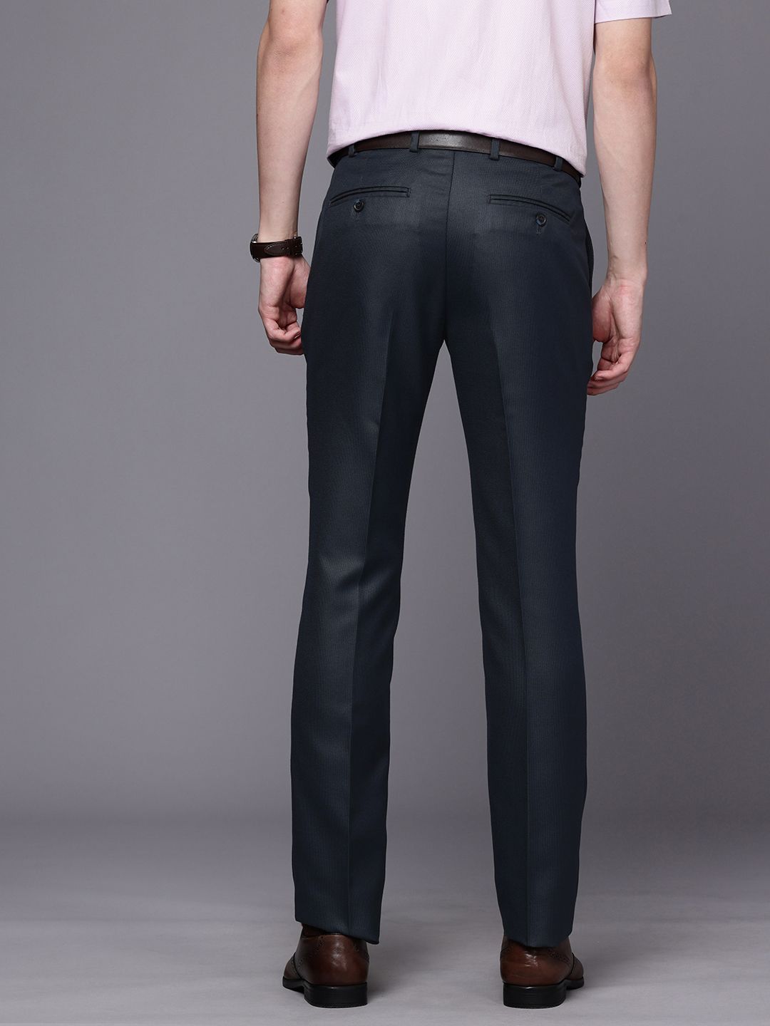 Raymond Men Textured Slim Fit Formal Trousers