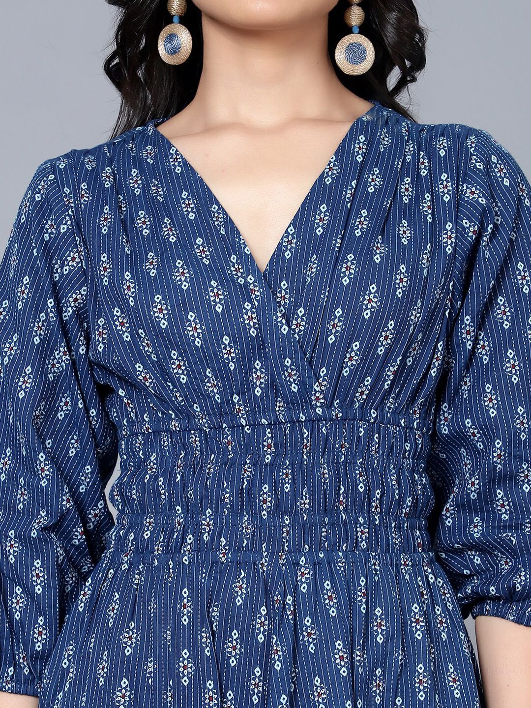 Bani Women V-Neck Ethnic Motifs A-Line Midi Dress