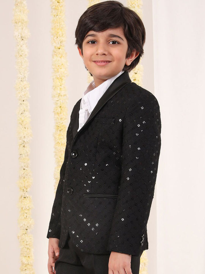 VASTRAMAY Boys Self Design Slim-Fit Single-Breasted Blazer