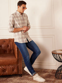 DENNISON Smart Tartan Checked Button-Down Collar Casual Shirt