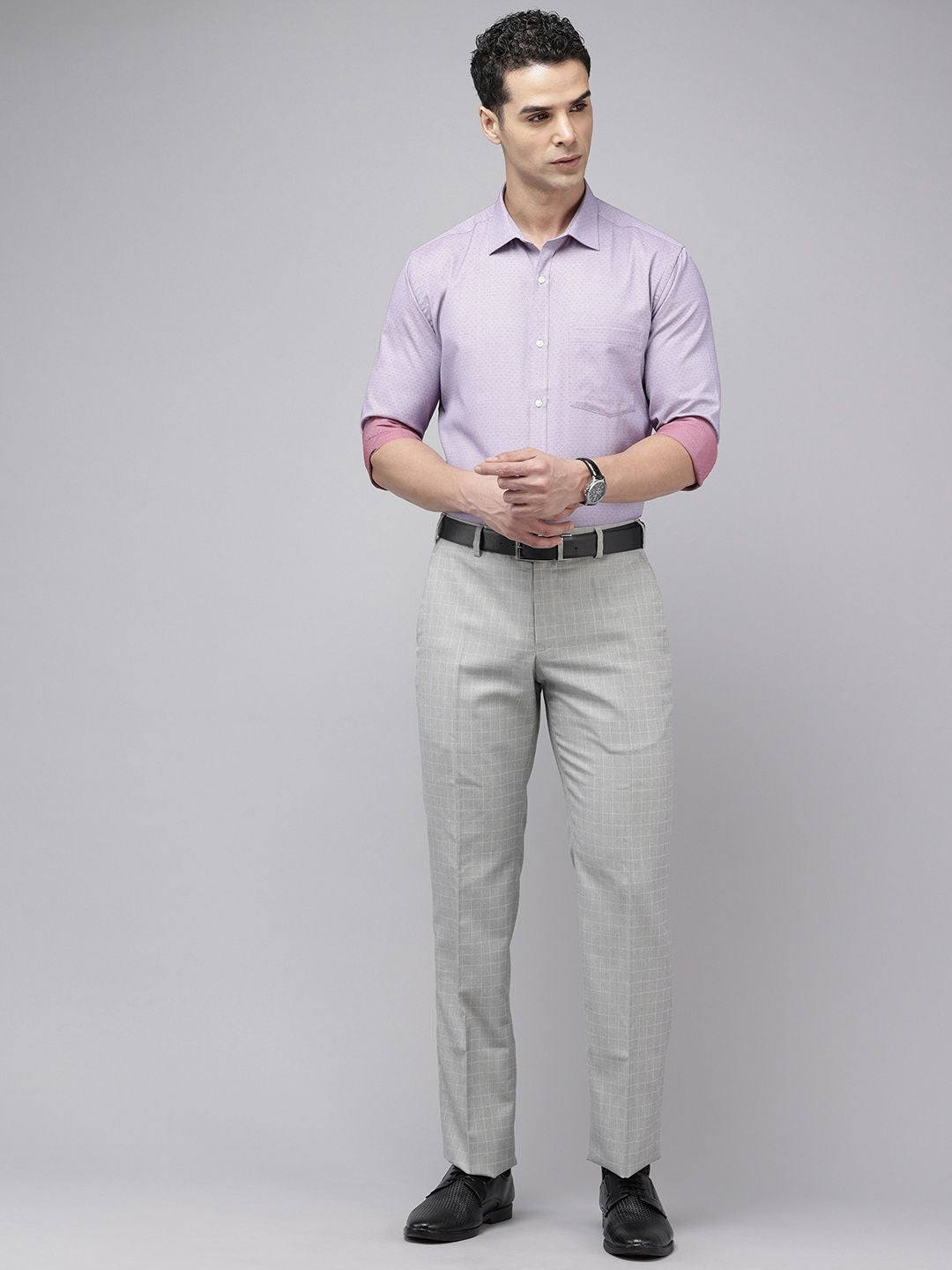 Park Avenue Men Checked Formal Trousers