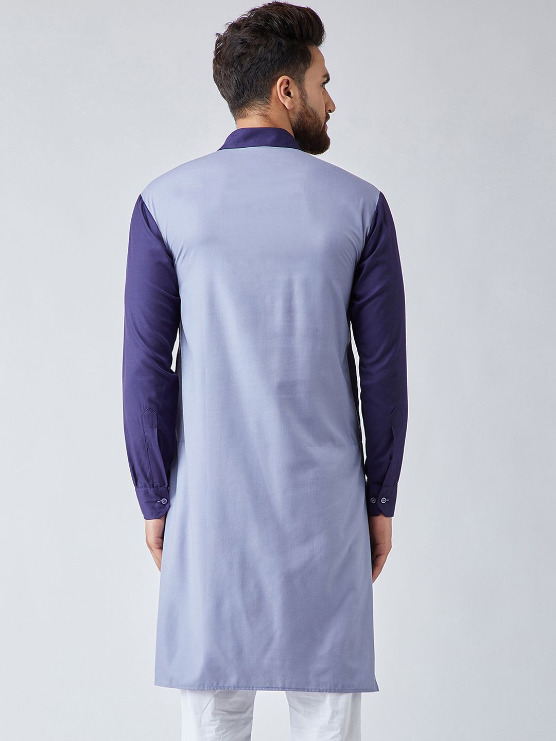 SOJANYA Lelaki Blue Colourblocked Straight Kurta