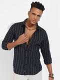Campus Sutra Classic Striped Spread Collar Cotton Casual Shirt