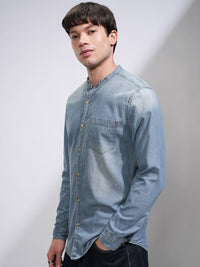 HIGHLANDER Men Blue Slim Fit Faded Casual Denim Shirt