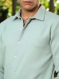 Campus Sutra  Comfort Interweave-Tactile Self Design Regular Fit Casual Shirt