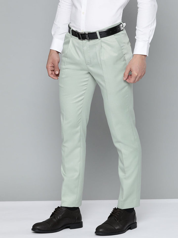 DENNISON Men Green Smart Tapered Fit Pleated Trousers
