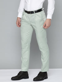 DENNISON Men Green Smart Tapered Fit Pleated Trousers