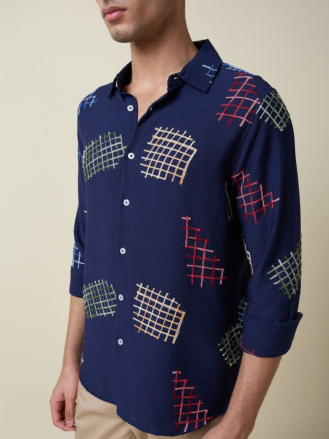 Thomas Scott Men Embroidered Regular Fit Casual Shirt