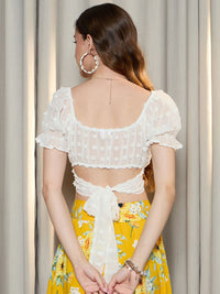 Berrylush Puff Sleeve Styled Back Crop Top