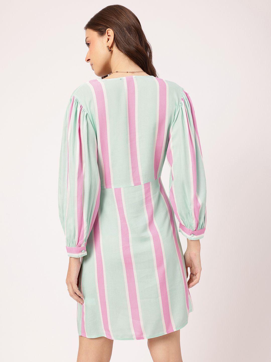 DressBerry Modern Muse Lace-Ups Striped Sheath Mini Dress