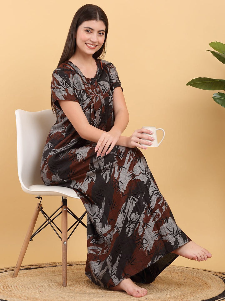 Sweet Dreams Round Neck Printed Maxi Nightdress