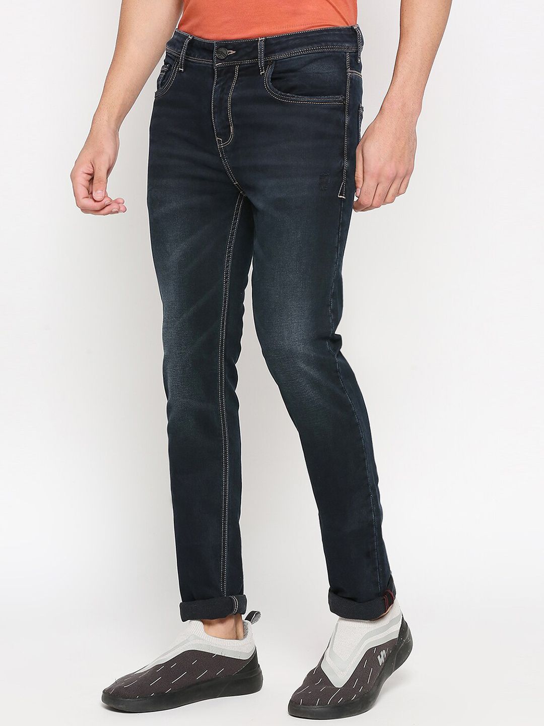 Being Human Men Slim Fit Mid-Rise Light Fade Clean Look Stretchable Jeans