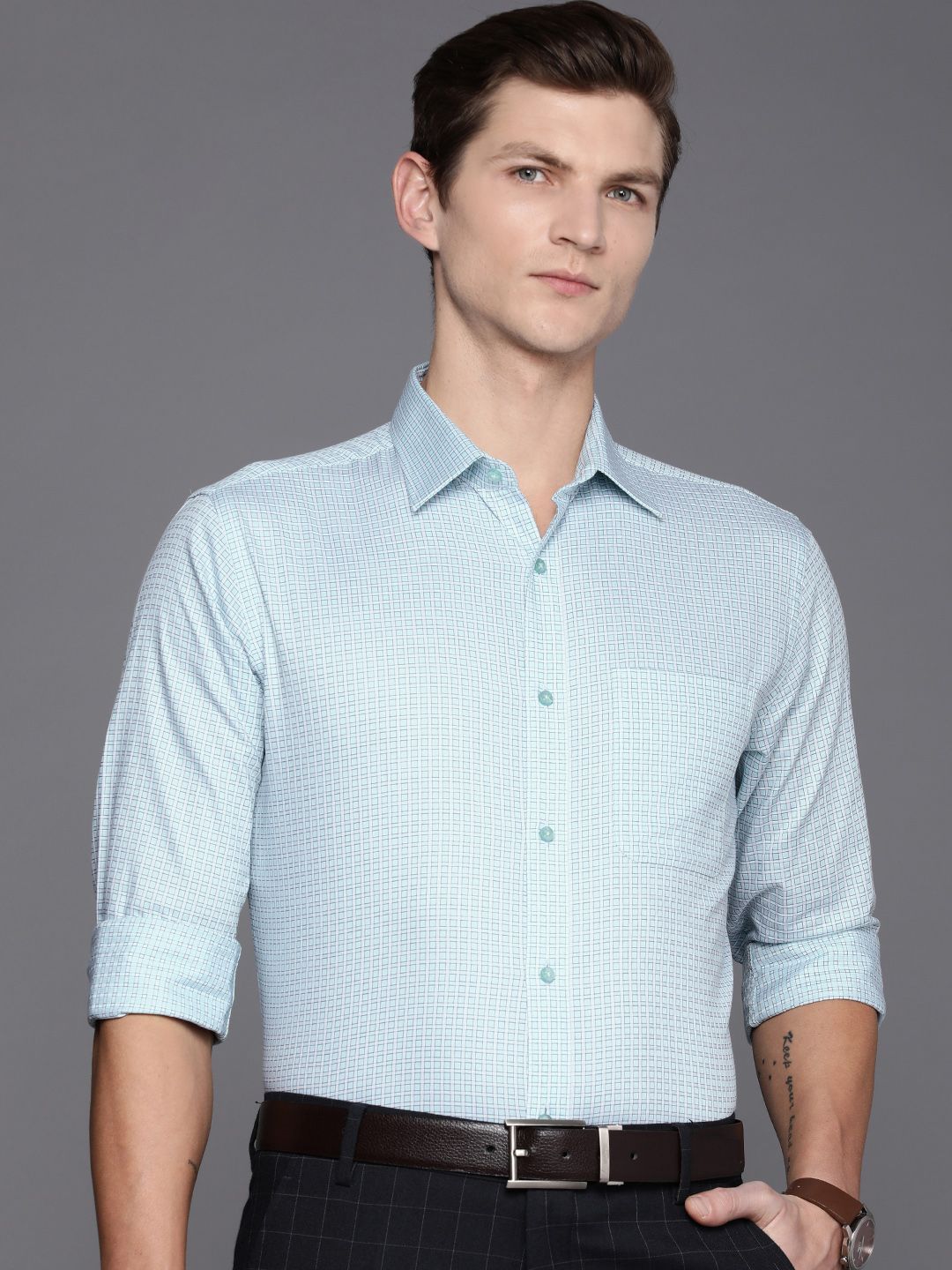 Raymond Slim Fit Checked Pure Cotton Formal Shirt