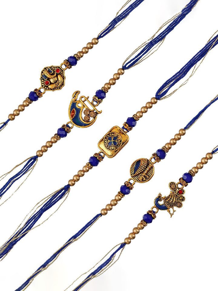 set ecraftindia 5 rakhis dengan kad coklat & ucapan dengan roli chawal