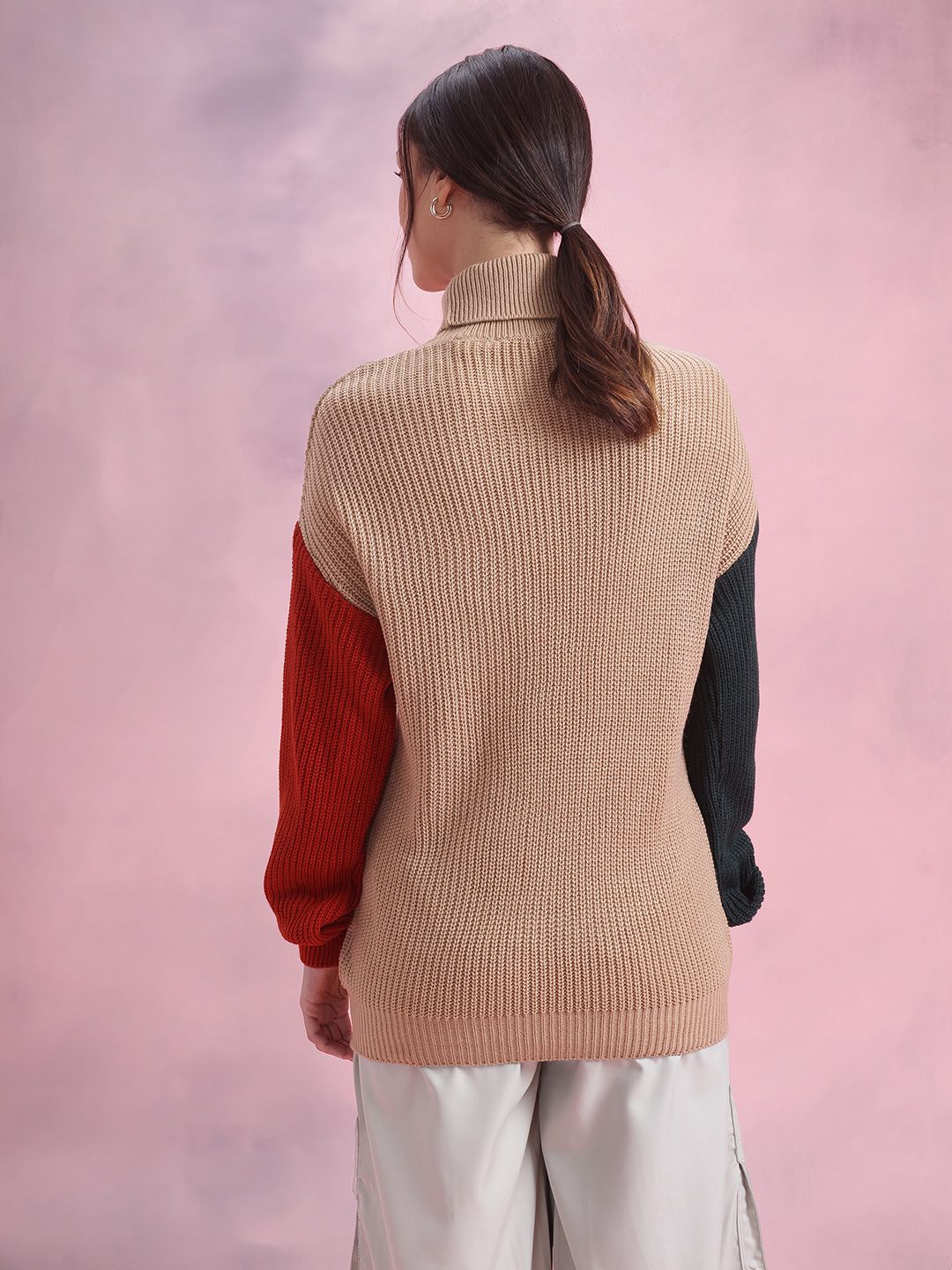 DressBerry Colourblocked Turtle Neck Colourblocked Pullover