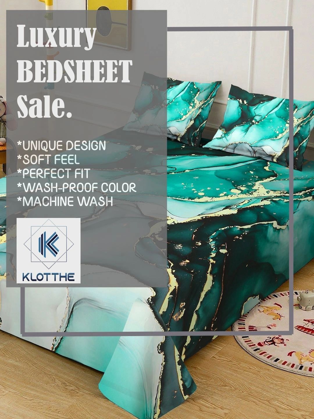 Moda Rapido X KLOTTHE Green & Black 400 TC King Bedsheet with 2 Pillow Covers