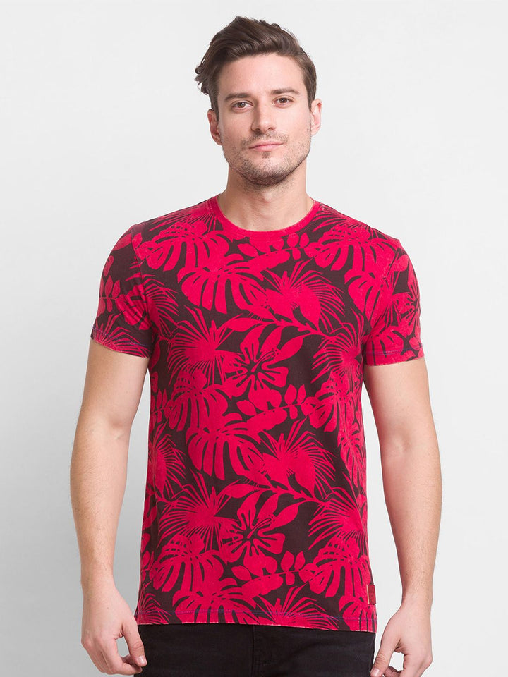 Being Human Men Red Printed Cotton  T-shirt