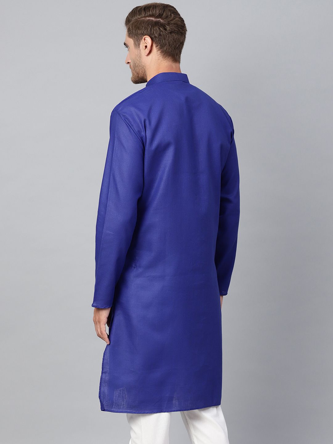 SOJANYA Men Blue Solid Straight Kurta